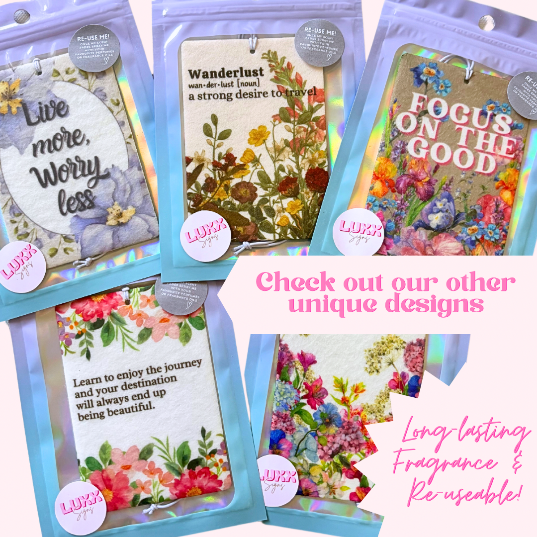 Floral Quote Pretty Air Freshener Pack - Reusable - Any Scent