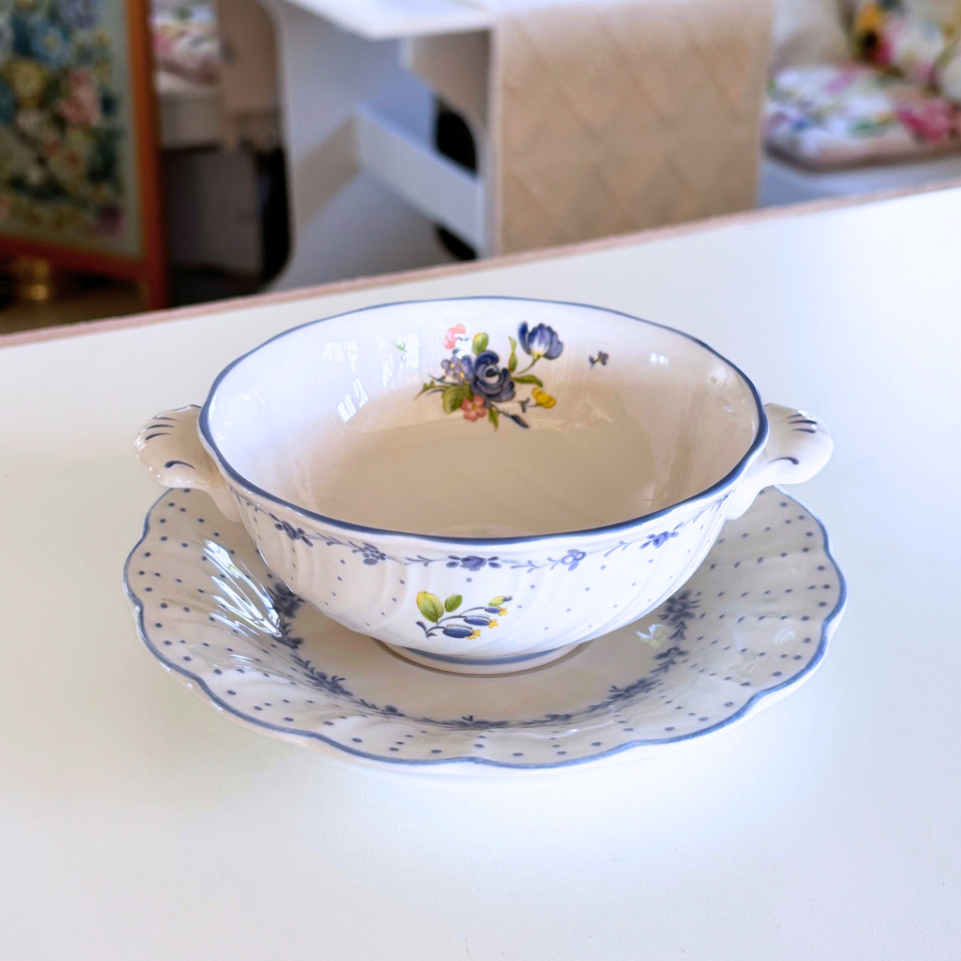 Nikko Japan - Vanessa Blue Peony, Bowl with Saucer