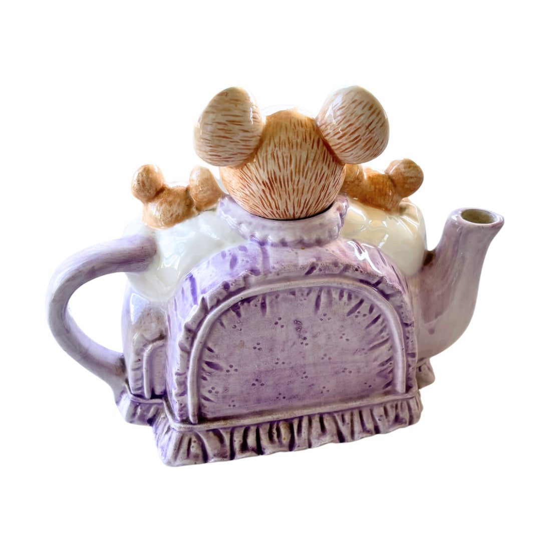 Kitsch Vintage Handpainted Teapot Mouse Family