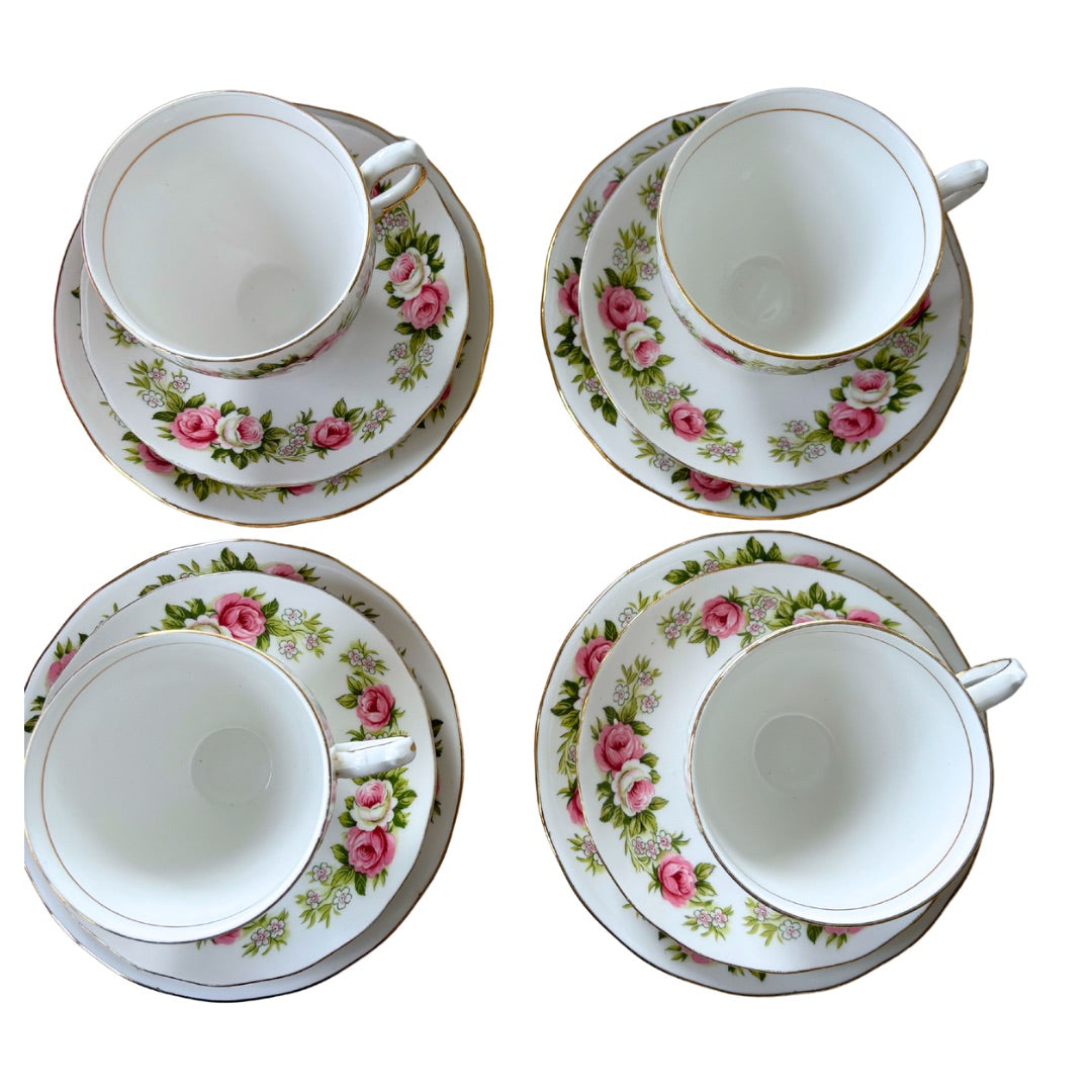 Vtg Colcough Floral Enchantment Tea-cup And Saucer Set - 12 Pieces