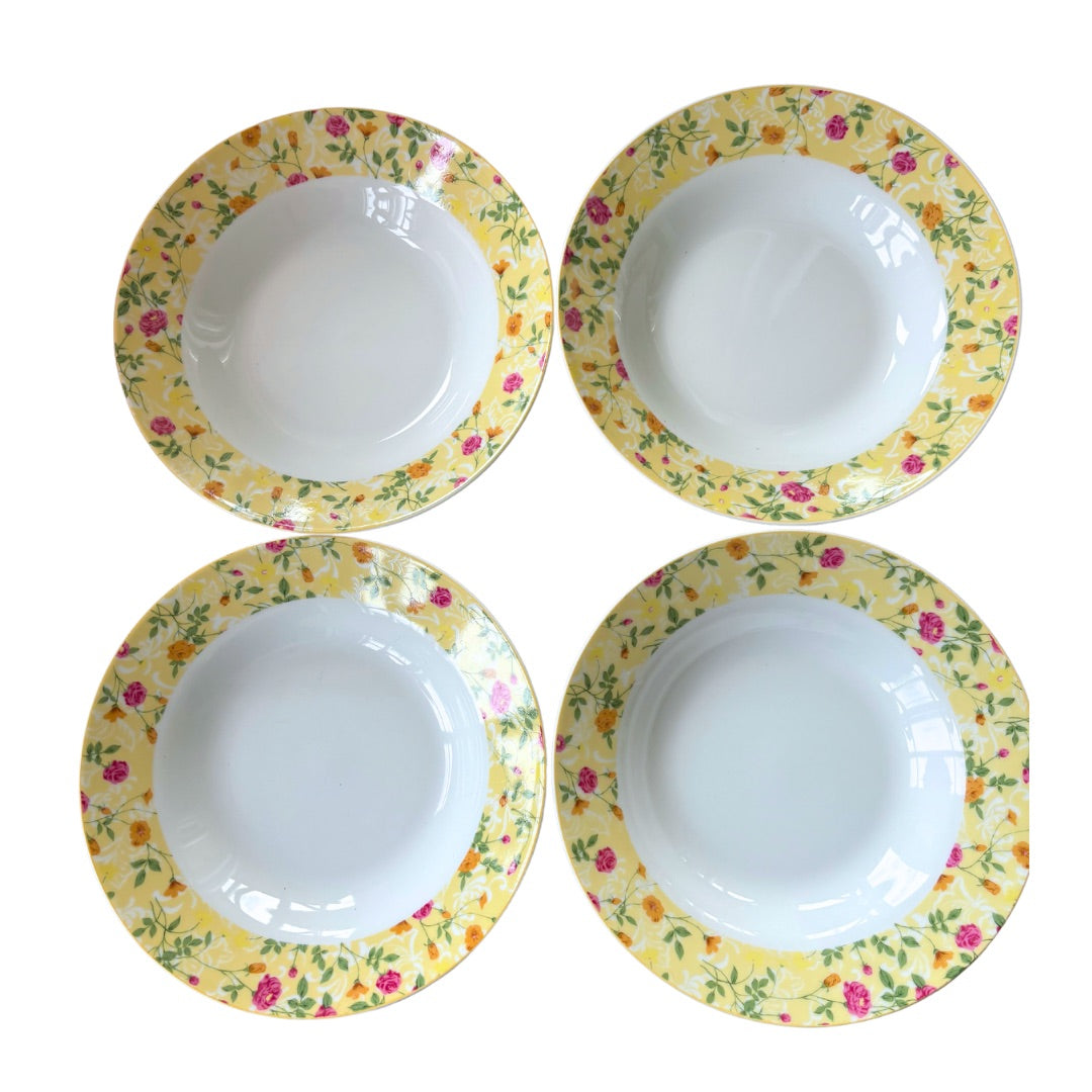 Vtg Yellow Floral Waterside Fine China Bowl and Plate set