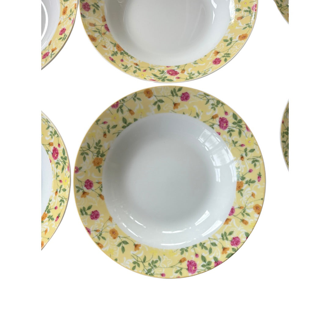 Vtg Yellow Floral Waterside Fine China Bowl and Plate set