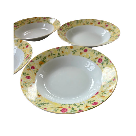 Vtg Yellow Floral Waterside Fine China Bowl and Plate set