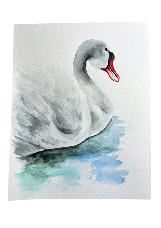 Loose Watercolour Painting Swan