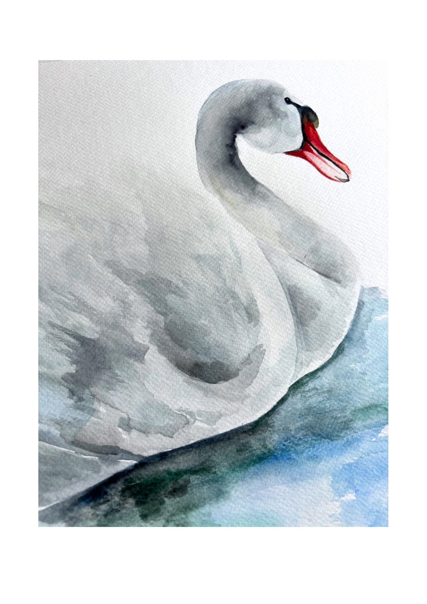 Loose Watercolour Painting Swan