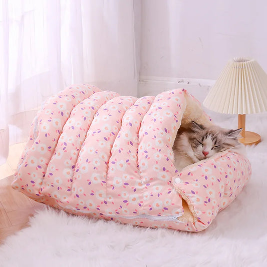 Winter Warm Cat Bed Super Soft Cute Pet Nest Small Dog Kennel Cat Sleeping Bed House Pet Cushion Warm Mat Animals Accessories