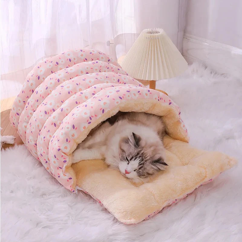 Winter Warm Cat Bed Super Soft Cute Pet Nest Small Dog Kennel Cat Sleeping Bed House Pet Cushion Warm Mat Animals Accessories