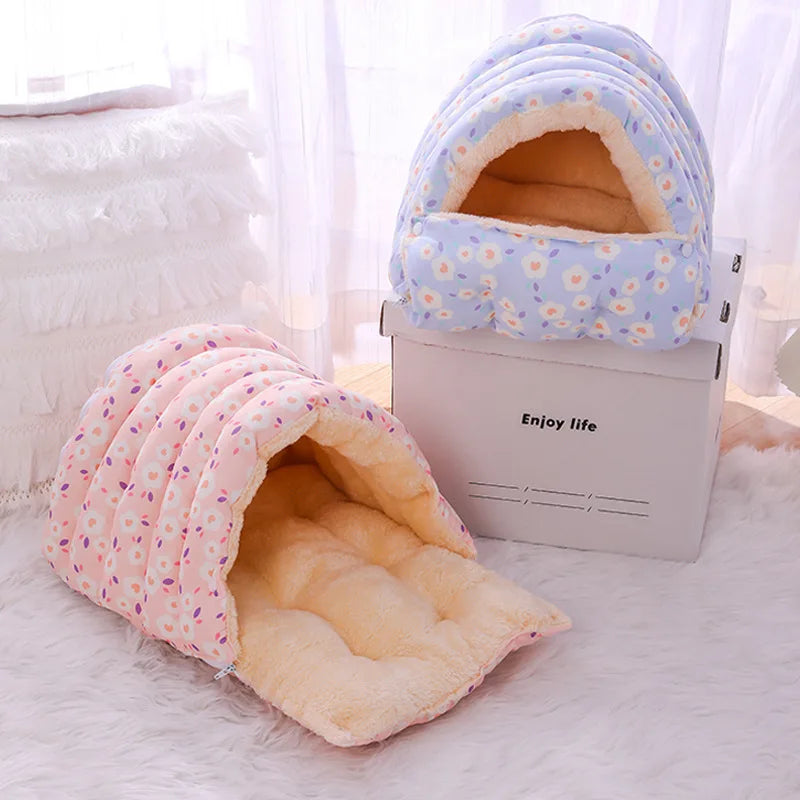 Winter Warm Cat Bed Super Soft Cute Pet Nest Small Dog Kennel Cat Sleeping Bed House Pet Cushion Warm Mat Animals Accessories