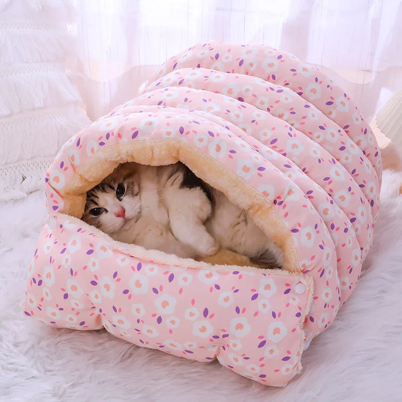 Winter Warm Cat Bed Super Soft Cute Pet Nest Small Dog Kennel Cat Sleeping Bed House Pet Cushion Warm Mat Animals Accessories