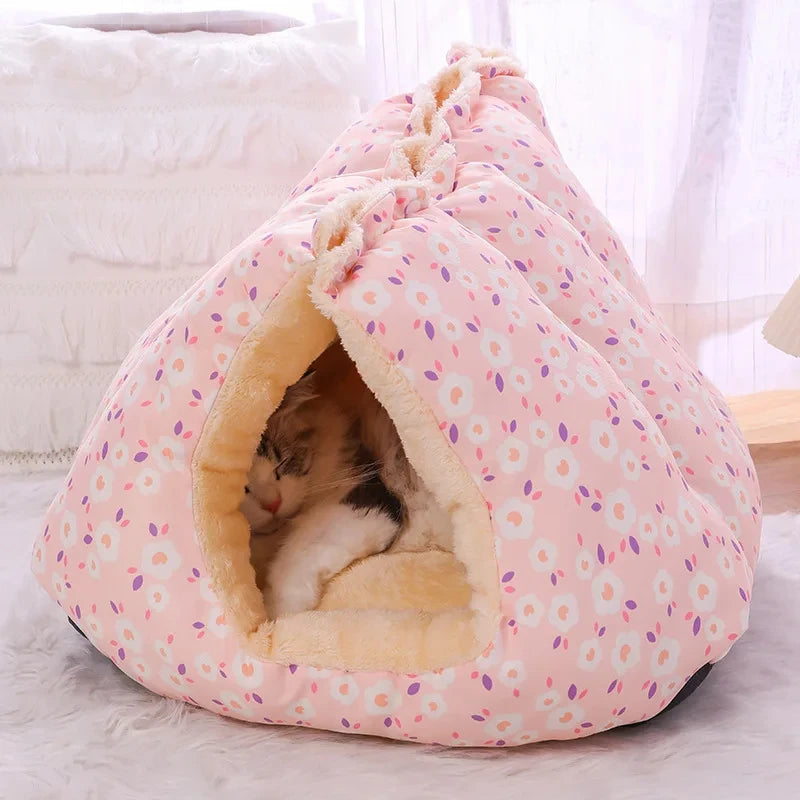 Cute Warm Cat Bed Nest Small Dog Kennel Winter Thick House Pet Puppy Sleeping Bag Super Soft Plush Cat Sleeping Bed Pet Cushion